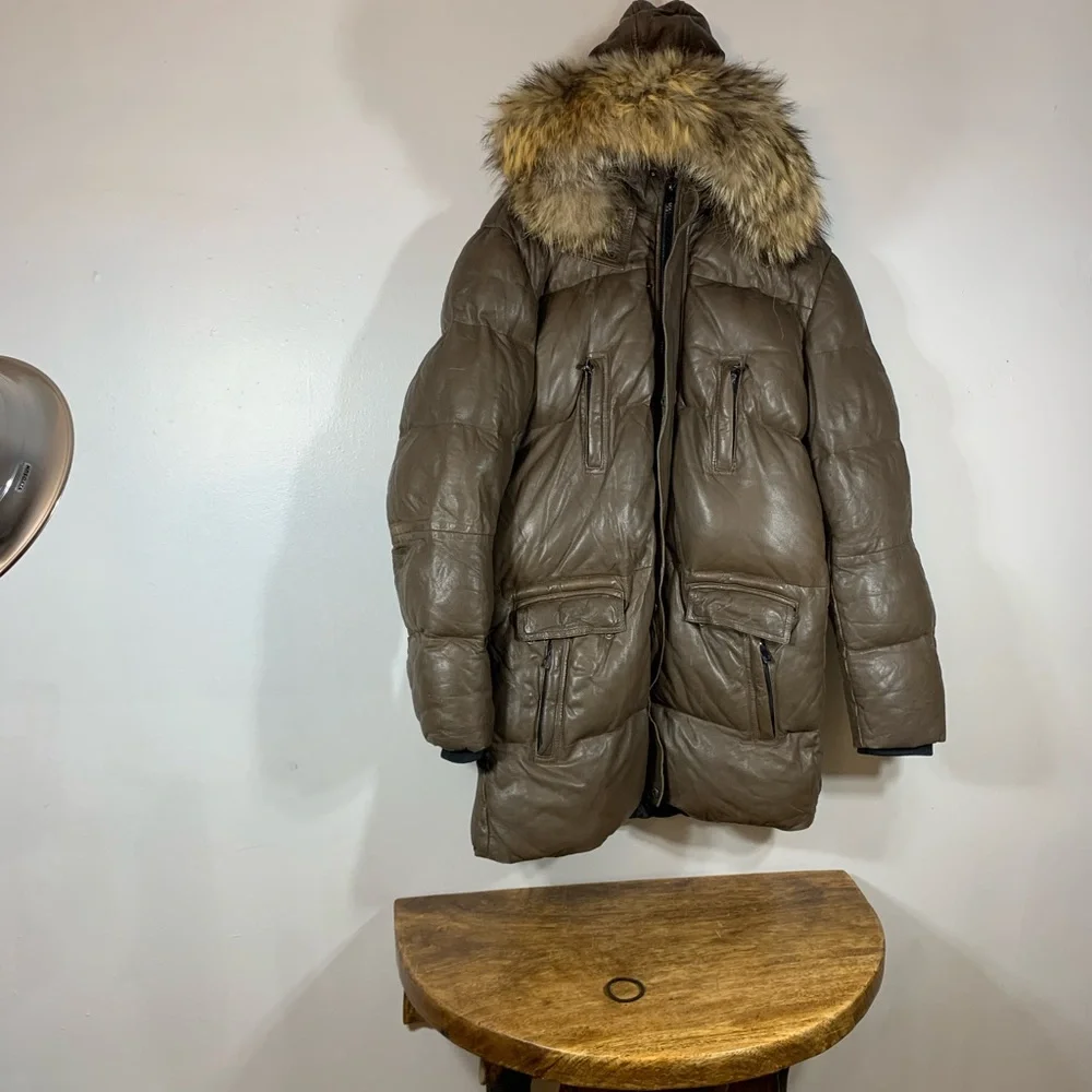 Bod and christenson unisex winter parka leather jacket - Picture 11 of 13